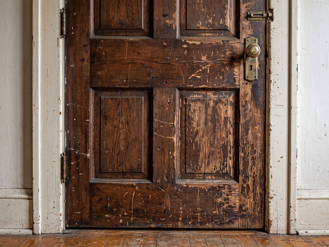 Puerta interior envejecida, antes de lacar